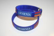 2 ARMENIA BLUE COUNTRY FLAG FLEXIBLE METAL NYLON BRACELETS .. NEW