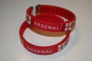 2 ARSENAL FC FOOTBALL CLUB SOCCER RED FLEXIBLE METAL NYLON BRACELETS ... NEW