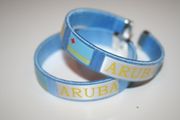 2 ARUBA LIGHT BLUE COUNTRY FLAG FLEXIBLE  BRACELETS WRISTBANDS .. NEW