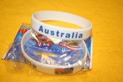 2 AUSTRALIA WHITE SILICONE BRACELETS ADULT SIZE FIFA WORLD CUP SOCCER