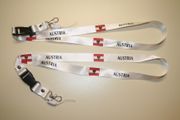 2 AUSTRIA COUNTRY FLAG HIGH GLOSS WHITE LANYARDS KEYCHAINS PASSHOLDERS NECKSTRAPS ... NEW
