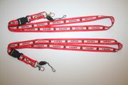 2 AUSTRIA COUNTRY FLAG RED & WHITE STRIPE LANYARDS KEYCHAINS PASSHOLDERS .. NEW