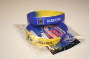 ***SOLD OUT***2 BARBADOS YELLOW AND BLUE SILICONE COUNTRY FLAG BRACELETS .... SOCCER CRICKET ...NEW