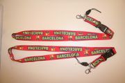 2 BARCELONA FOOTBALL CLUB RED LANYARD KEYCHAIN PASSHOLDER.... SOCCER  ... NEW