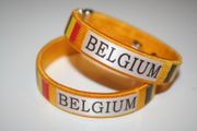 2 BELGIUM YELLOW COUNTRY FLAG FLEXIBLE BRACELETS WRISTBANDS .. NEW 