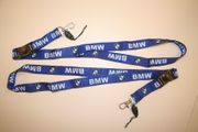 2 BMW BLUE CAR AUTOMOBILE LANYARDS KEYCHAINS PASSHOLDERS ... NEW
