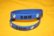 2 BMW BLUE SILICONE CAR AUTOMOBILE BRACELETS WRISTBANDS  ... ADULT AND KIDS SIZES ... NEW