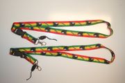 2 BOB MARLEY FREEDOM RED YELLOW AND GREEN LANYARDS KEYCHAINS PASSHOLDERS - REGGAE GUITAR LEGEND - NEW