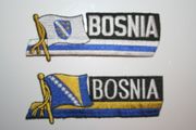 2 BOSNIA COUNTRY FLAG WORD IRON-ON PATCHES CRESTS BADGES .. NEW