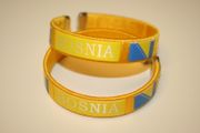 2 BOSNIA YELLOW COUNTRY FLAG FLEXIBLE METAL NYLON BRACELETS WRIST BANDS ... NEW