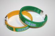 2 BRASIL COUNTRY FLAG FLEXIBLE C BRACELETS WRISTBANDS .. CHOOSE YOUR COLOR ... FIFA WORLD CUP BRAZIL .. NEW