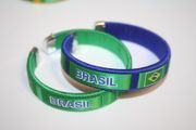 2 BRASIL  COUNTRY FLAG FLEXIBLE C BRACELETS WRISTBANDS .... CHOOSE YOUR COLOR ... FIFA WORLD CUP SOCCER FOOTBALL BRAZIL .. NEW