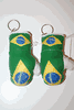 2 BRASIL COUNTRY FLAG PAIR OF MINIATURE BOXING GLOVE KEYCHAINS ... BRAZIL FIFA WORLD CUP ..NEW
