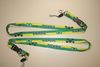 2 BRASIL GREEN AND YELLOW STRIPPED SOCCER LANYARDS KEYCHAINS PASSHOLERS ... BRAZIL FIFA WORLD CUP ... NEW