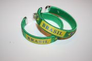 2 BRASIL GREEN COUNTRY FLAG FLEXIBLE BRACELETS WRISTBANDS  .. FIFA WORLD CUP BRAZIL .. NEW