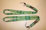2 BRASIL GREEN  LANYARDS KEYCHAINS PASSHOLDERS ... FIFA WORLDD CUP FOOTBALL BRAZIL...NEW