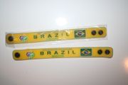 2 BRAZIL FIFA WORLD CUP 2006 YELLOW  WRISTBANDS BRACELETS ... FOOTBALL SOCCER MERCHANDISE ... NEW 