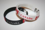2 CANADA BLACK & WHITE COUNTRY FLAG FLEXIBLE METAL  BRACELETS ...CHOOSE YOUR COLOR  CANADIAN ...  NEW
