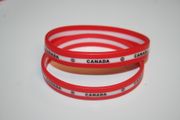 2 CANADA SOCCER BALL FOOTBALL COUNTRY FLAG COLORS LAYERED SILICONE BRACELETS WRISTBANDS .. ADULTS AND KIDS SIZES .. NEW