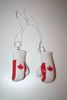 2 CANADA WHITE PAIR OF COUNTRY FLAG MINIATURE BOXING GLOVES KEYCHAINS SET .. NEW