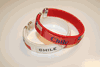 2 CHILE COUNTRY FLAG FLEXIBLE METAL NYLON BRACELETS .. 2 RED OR 2 WHITE OR ( 1 RED & 1 WHITE )