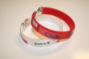 2 CHILE COUNTRY FLAG FLEXIBLE METAL NYLON BRACELETS .. 2 RED OR 2 WHITE OR ( 1 RED & 1 WHITE )