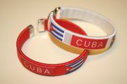2 CUBA COUNTRY FLAG FLEXIBLE METAL NYLON BRACELETS WRISTBANDS ... CHOOSE YOUR COLOR ... NEW