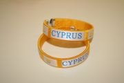 2 CYPRUS  YELLOW COUNTRY FLAG FLEXIBLE BRACELET WRISTBAND .. NEW