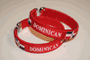 2 DOMINICAN REPUBLIC RED COUNTRY FLAG FLEXIBLE METAL NYLON BRACELETS ... NEW 