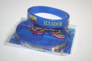 2 ECUADOR COUNTRY FLAG BLUE SILICONE BRACELETS .. FIFA WORLD CUP SOCCER FOOTBALL .. NEW