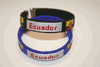 2 ECUADOR COUNTRY FLAG FLEXIBLE METAL NYLON BRACELETS ... BLUE OR BLACK ... NEW