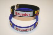 2 ECUADOR COUNTRY FLAG FLEXIBLE METAL NYLON BRACELETS ... BLUE OR BLACK ... NEW