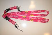 2 ECUADOR PINK COUNTRY FLAG LANYARDS KEYCHAINS PASSHOLDERS ... NEW