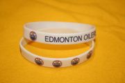2 EDMONTON OILERS WHITE SILICONE BRACELETS NHL LOGOS