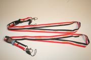 2 EGYPT COUNTRY FLAG RED WHITE AND BLACK STRIPED LANYARDS KEYCHAINS PASSHOLDERS ... NEW