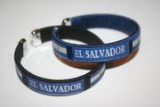 2 EL SALVADOR  COUNTRY FLAG FLEXIBLE METAL NYLON BRACELETS ..CHOOSE YOUR COLOR ... NEW