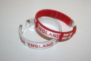 2 ENGLAND COUNTRY FLAG FLEXABLE C BRACELETS WRISTBANDS ... CHOOSE YOUR COLOR ...ST GEORGES CROSS .. NEW