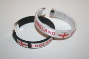2 ENGLAND COUNTRY FLAG FLEXIBLE C' BRACELETS WRISTBANDS .. CHOOSE YOUR COLOR .. ST GEORGES CROSS .. NEW