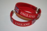 2 ENGLAND RED COUNTRY FLAG FLEXIBLE BRACELETS WRISTBANDS .. UNITED KINGDOM .. NEW