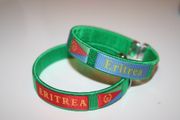 2 ERITREA COUNTRY FLAG FLEXIBLE METAL NYLON BRACELETS WRISTBANDS .. CHOOSE YOUR COLOR .. NEW