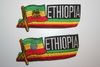 2 ETHIOPIA COUNTRY FLAG WORD IRON ON PATCHES CRESTS BADGES .. NEW