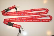 2 FC BAYERN MUNCHEN RED SOCCER FOOTBALL FUSSBALL LANYARDS KEYCHAINS PASSHOLDERS ... NEW