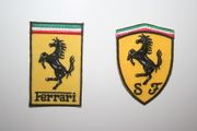 2 FERRARI OFFICIAL LOGO F1 RACING IRON ON SMALL PATCHES CRESTS BADGES .. NEW