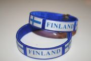 2 FINLAND BLUE COUNTRY FLAG FLEXIBLE METAL NYLON BRACELETS ... NEW