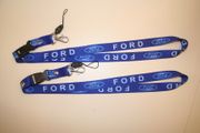 2  FORD BLUE WORDING CAR AUTOMOBILE LANYARDS KEYCHAINS PASSHOLDERS  ... NEW