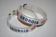 2 GEORGIA COUNTRY FLAG WHITE FLEXIBLE  BRACELETS WRISTBANDS .. NEW