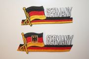 2 GERMANY COUNTRY FLAG WORD IRON ON PATCHES CRESTS BADGES .. NEW