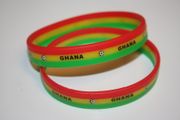 2 GHANA 3 LAYARED SILICONE BRACELETS WRISTBANDS ... FIFA WORLD CUP SOCCER FOOTBALL .. ADULT & KIDS SIZES .. NEW