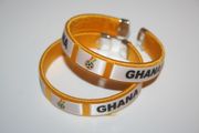 2 GHANA FIFA WORLD CUP SOCCER FOOTBALL YELLOW FLEXIBLE C BRACELETS WRISTBANDS .. NEW