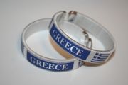 2 GREECE WHITE COUNTRY FLAG FLEXIBLE C BRACELETS WRISTBANDS ... FIFA WORLD CUP SOCCER FOOTBALL ... NEW
